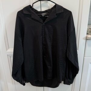 Forever 21 crocodile print black button up shirt